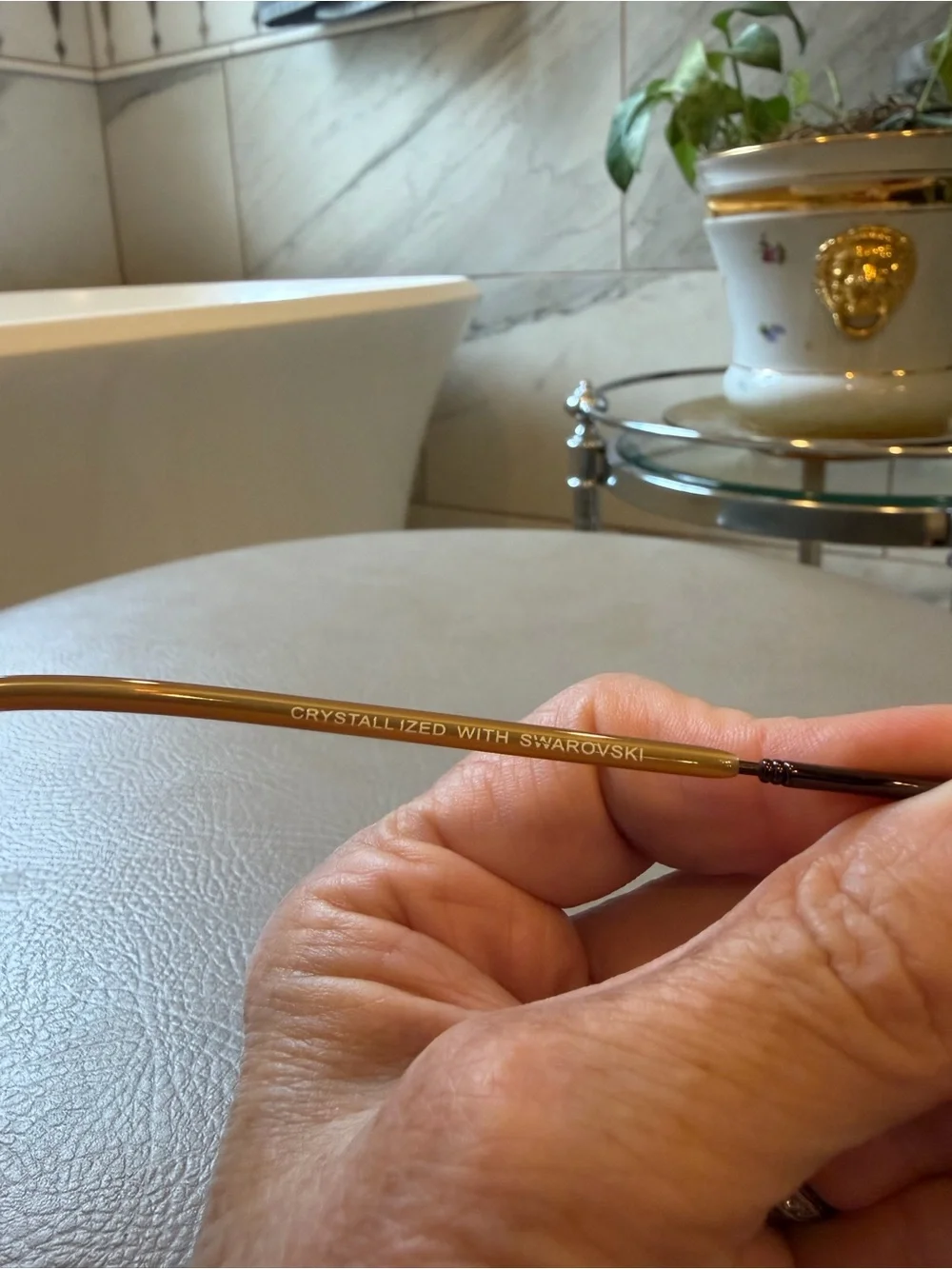 Jimmy Crystal Brown Clear Almond Reading Glasses +1.50 Swarovski Crystal Studded